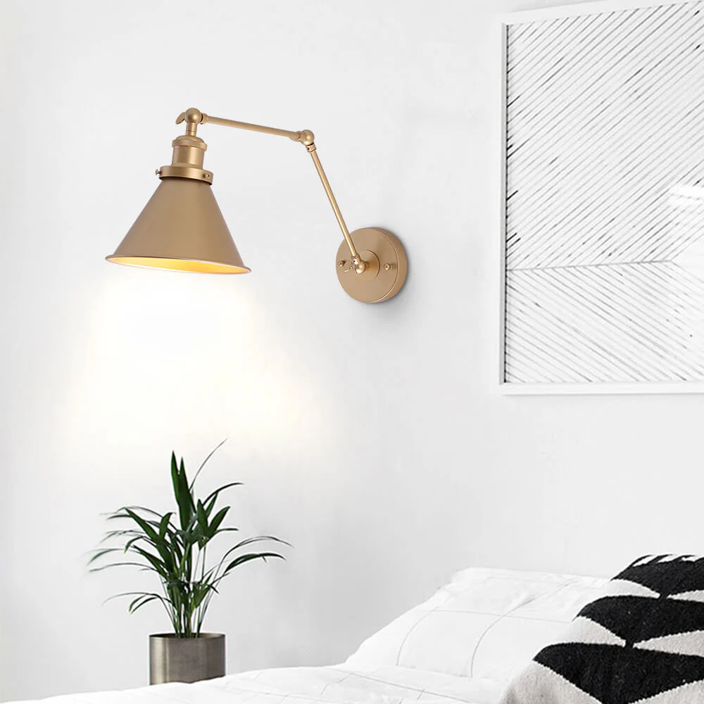 Industrial Adjustable Wall Sconce with Pivot Arm and Dimmable Function