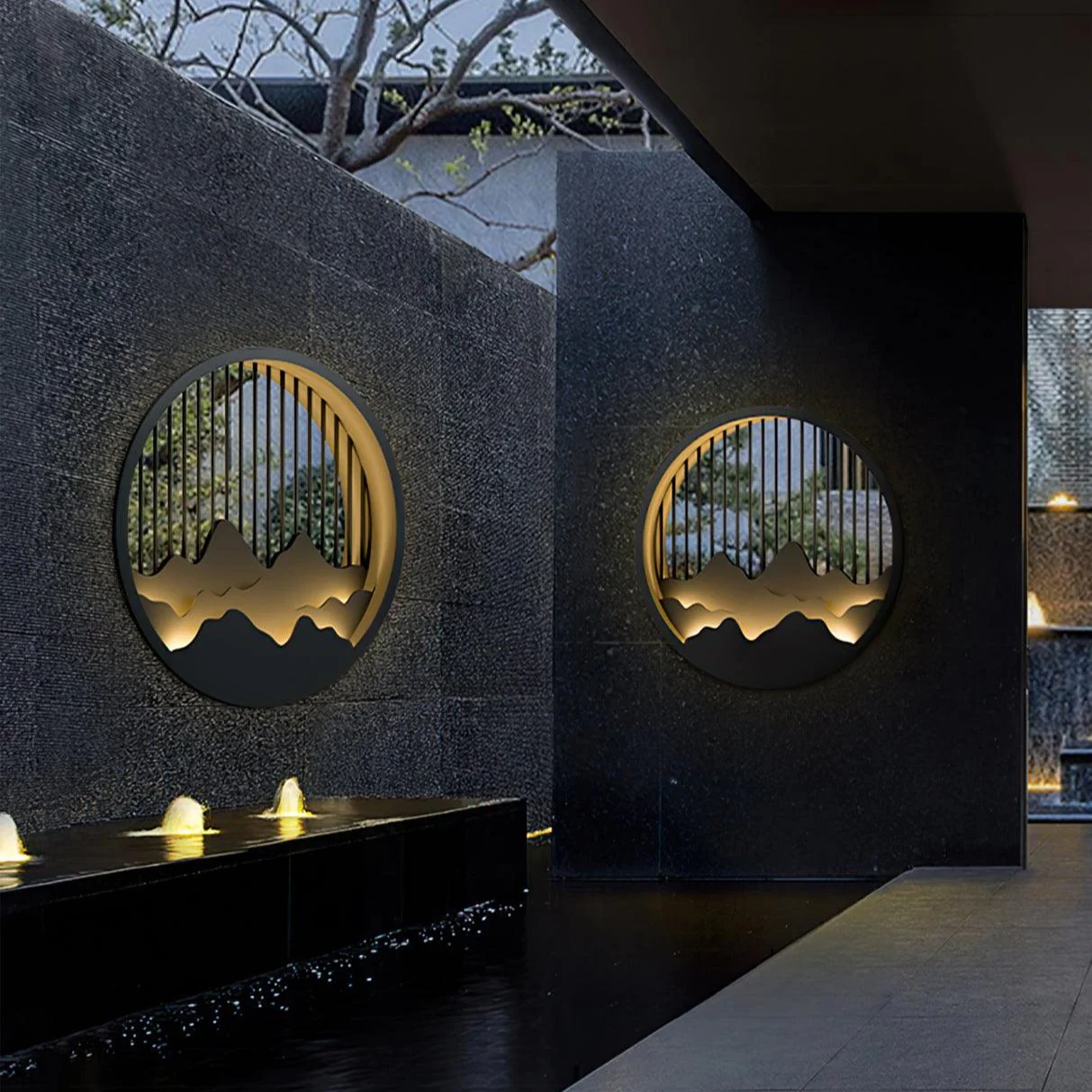 Modern Outdoor Wall Light �C Weatherproof LED Garden Lamp with 3D Mountain Design