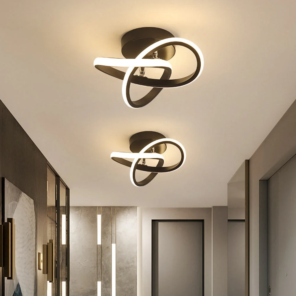 Modern LED Ceiling Light with Sculptural Loop Design �C Iron & Acrylic Flush Mount