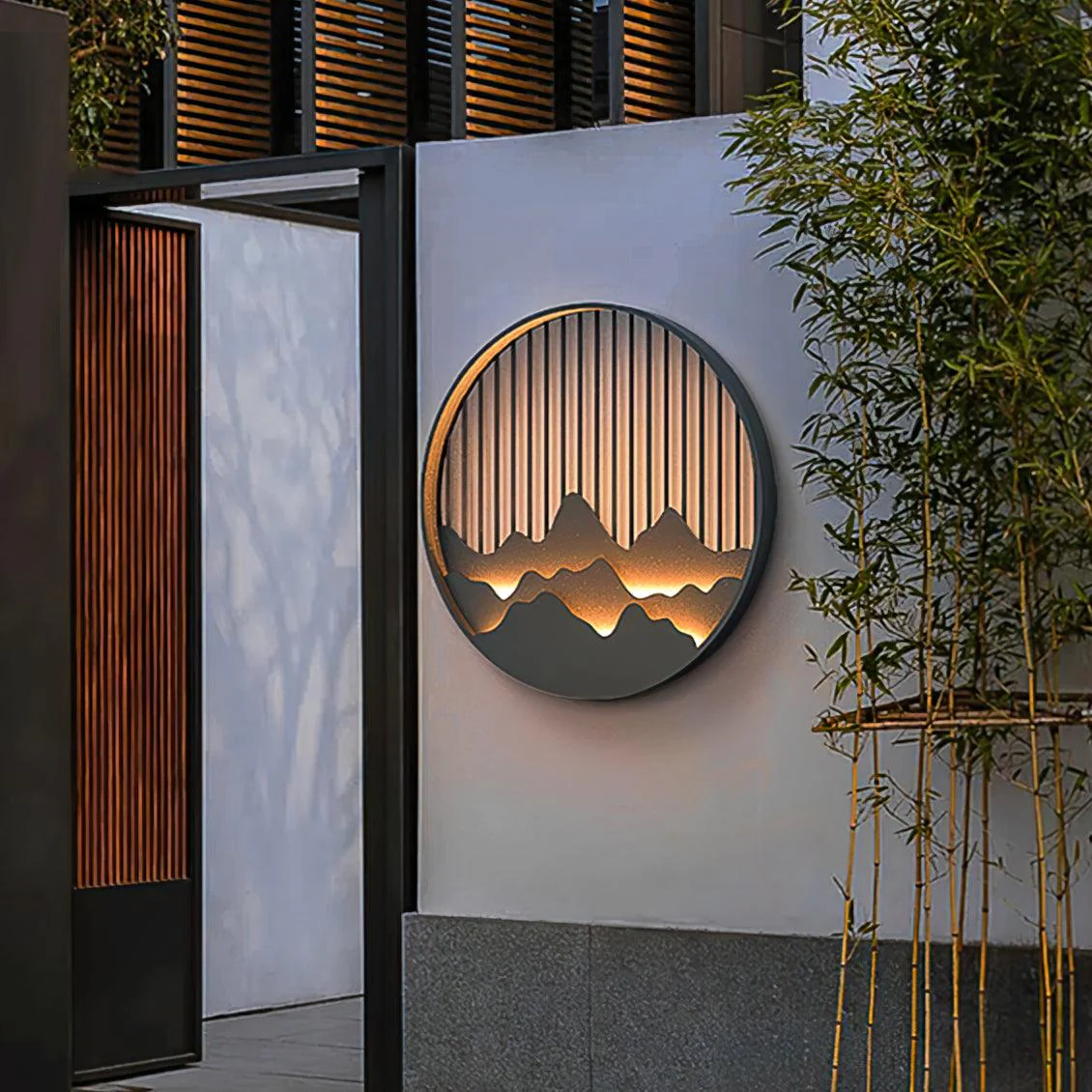 Modern Outdoor Wall Light �C Weatherproof LED Garden Lamp with 3D Mountain Design