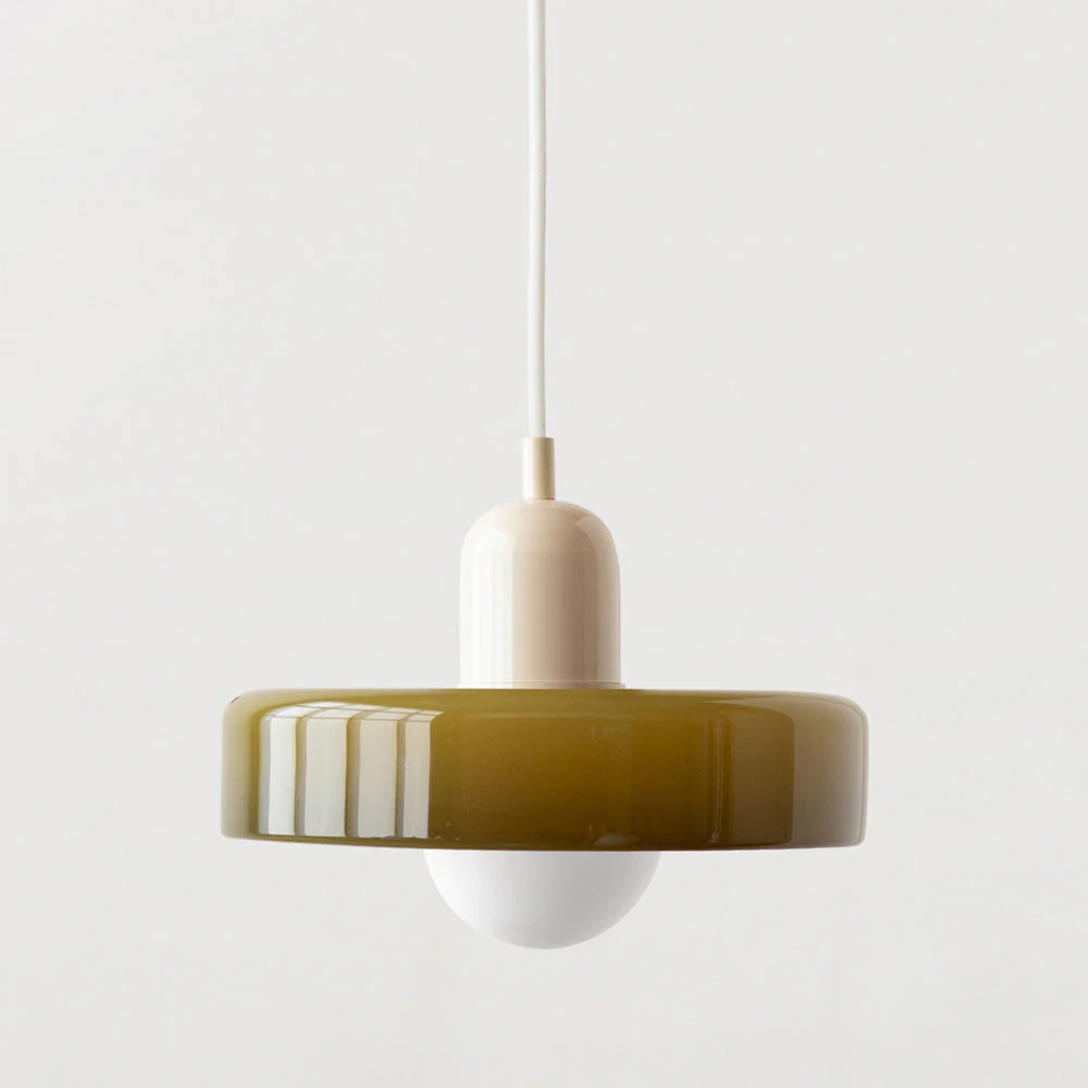 Modern Bauhaus Pendant Light with Glossy Glass Shade