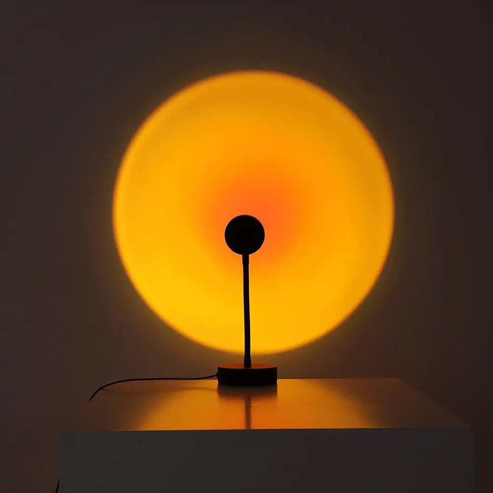 LED Atmosphere Lamp | Matte Black Metal & LED | Sunset Projection Effect | Living Room Accent