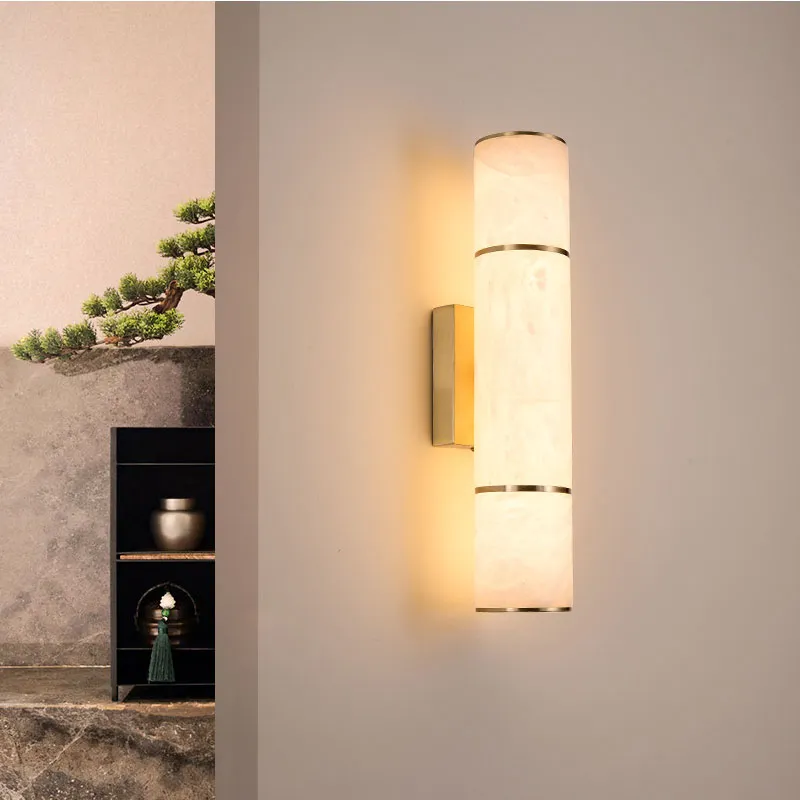 Modern Marble and Copper LED Wall Sconce �C Minimalist Luxury Light Fixture