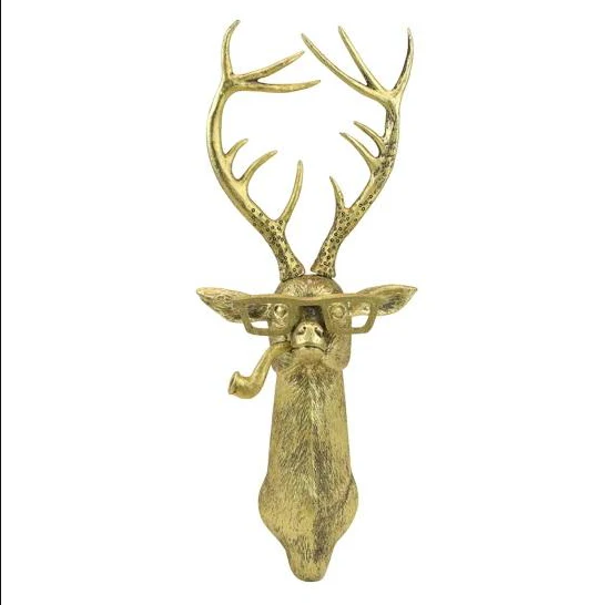 Whimsical Stag Head Wall Sculpture with Glasses �C Rustic Resin Decor Piece
