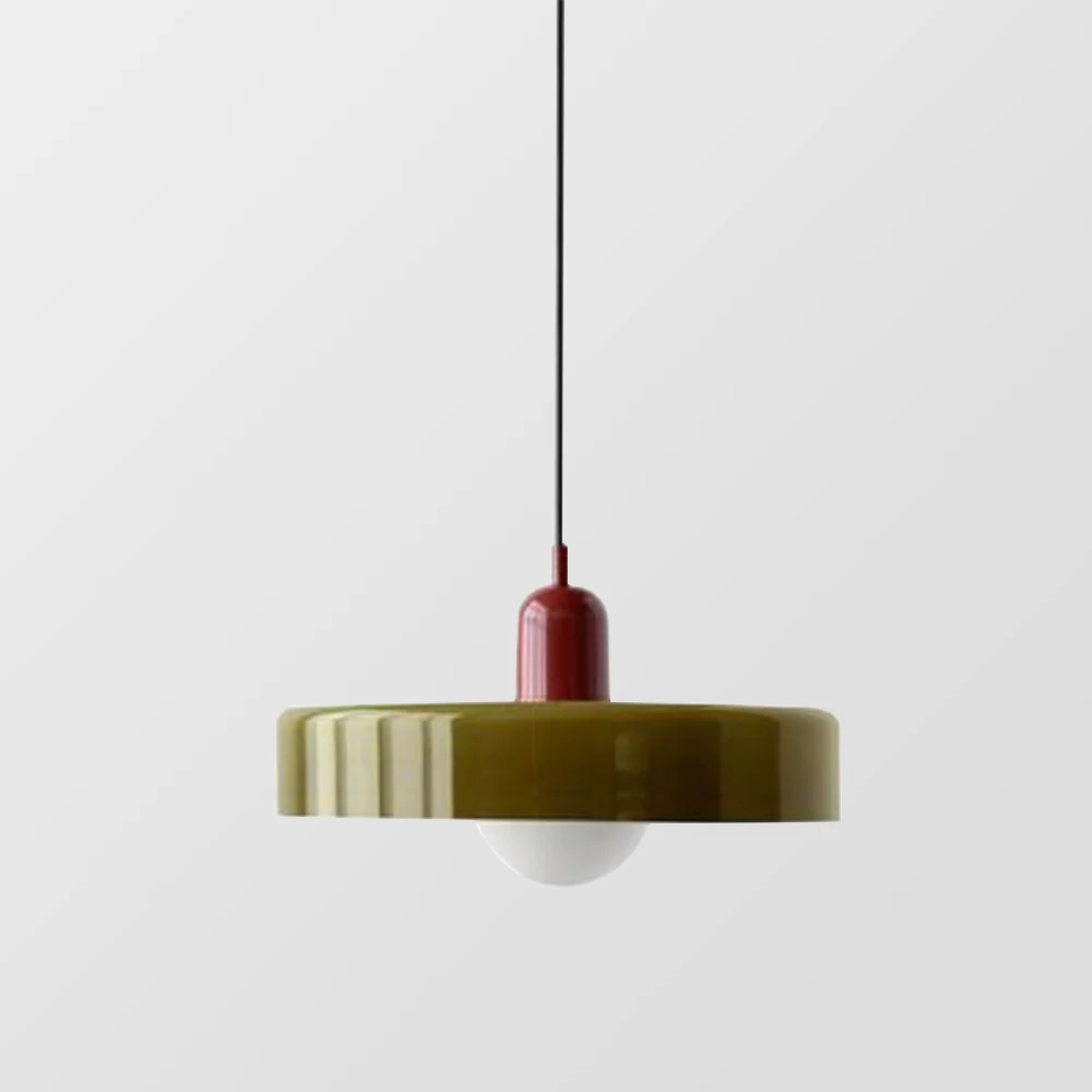 Modern Bauhaus Pendant Light with Glossy Glass Shade