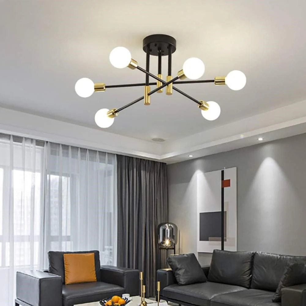 Modern Nordic Flush Ceiling Light �C Minimalist Metal Fixture with Geometric Design