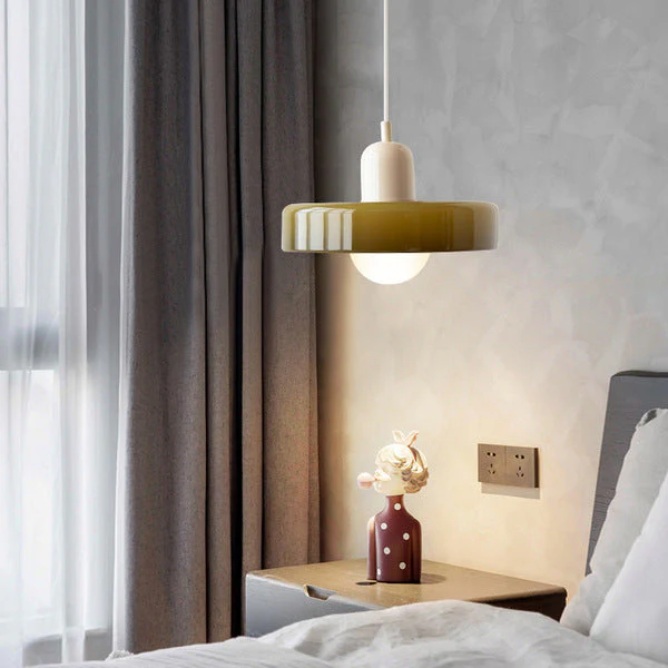Modern Bauhaus Pendant Light with Glossy Glass Shade