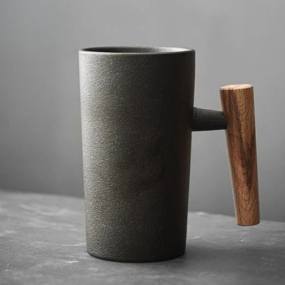 Ceramic Latte Mugs Set of 4 with Earth-Inspired Design and Ergonomic Handle