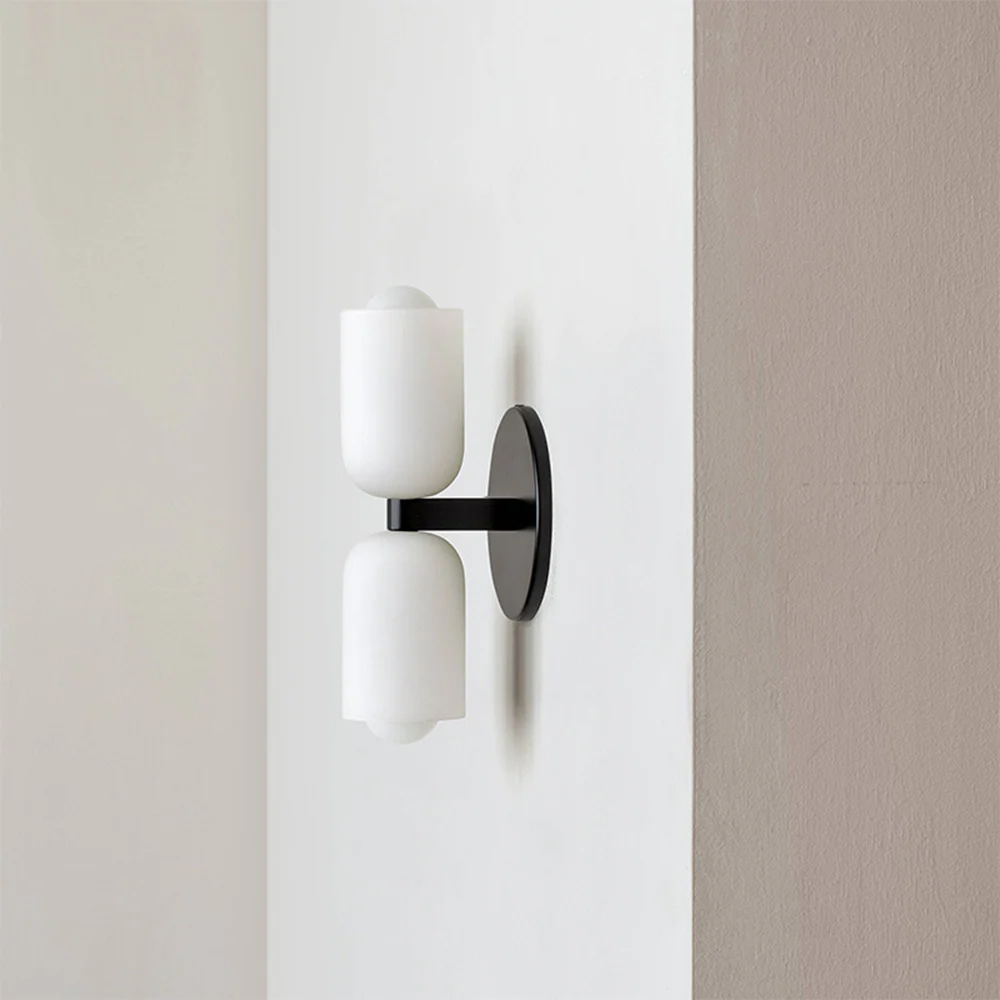 Modern Double Wall Light with Cylindrical Shades �C Sleek Metal Sconce for Indoor Use