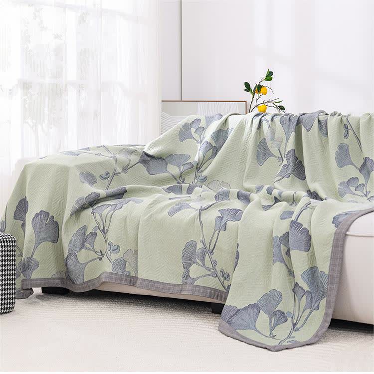 Reversible Ginkgo Leaf Quilt �?Cotton & Soybean Gauze �?Lightweight