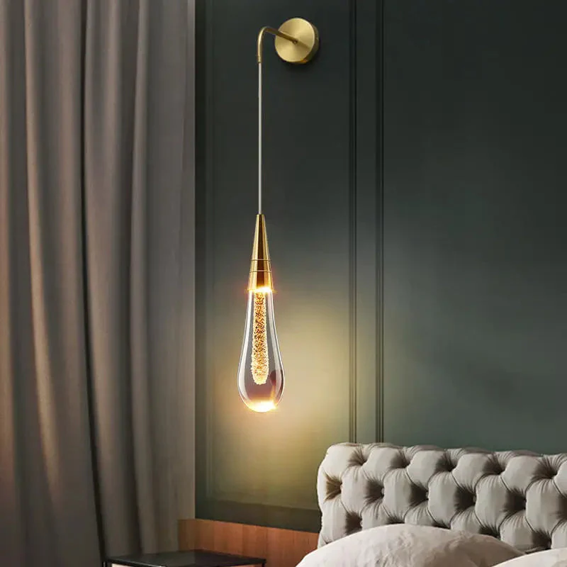 Teardrop Glass Wall Light �?Elegant Minimalist Pendant Lamp with Warm LED Glow