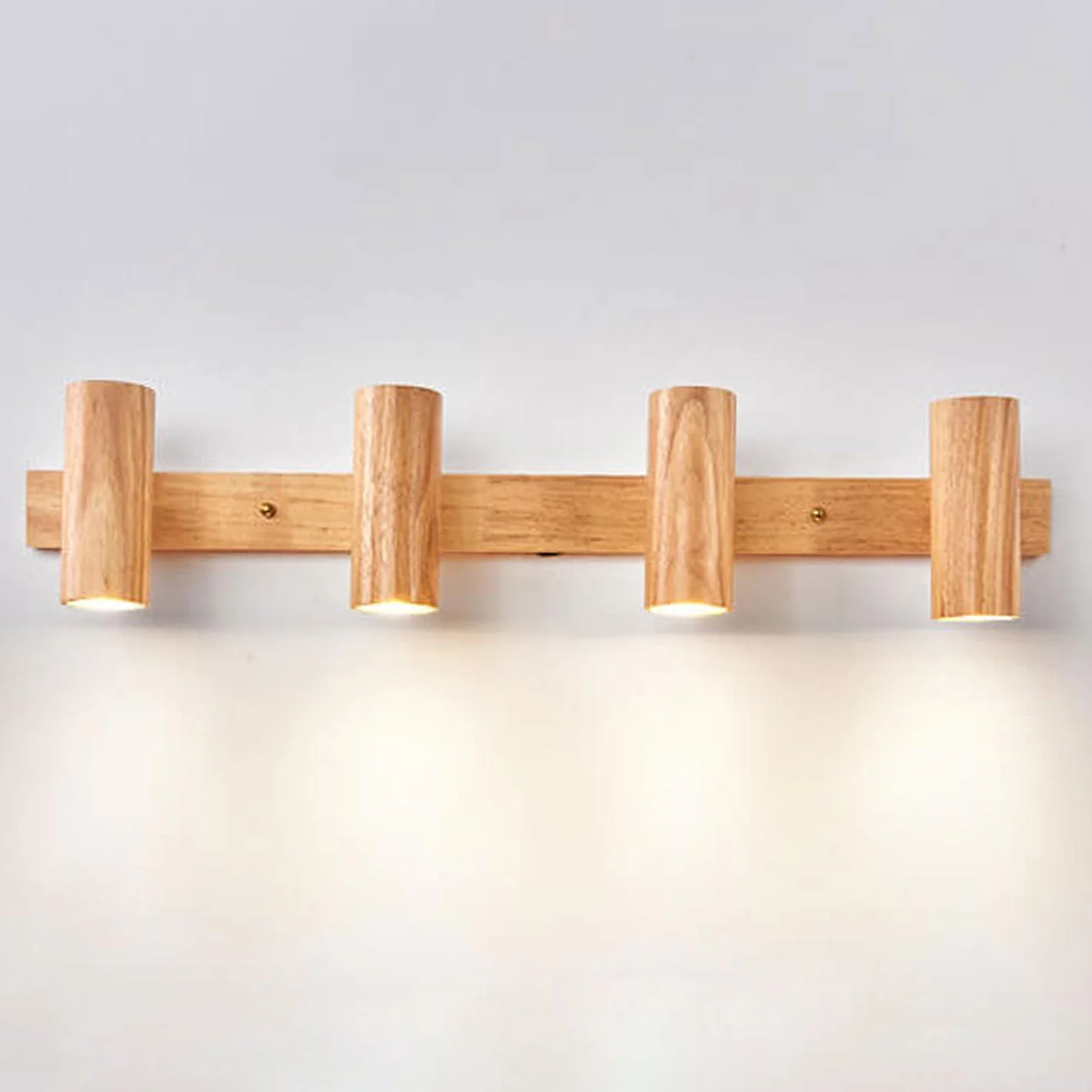 Modern Wooden Wall Light with Built-in LED �C Minimalist Sconce in 1/3/4 Spot Designs