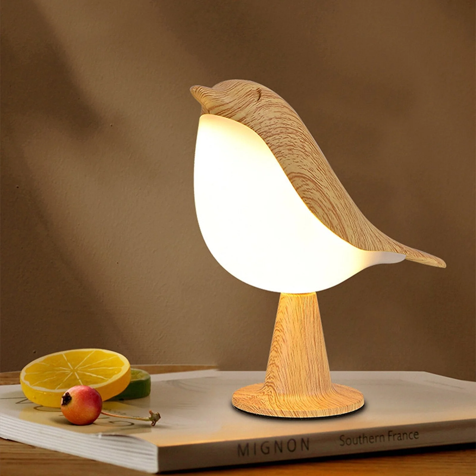 Whimsical Bird-Shaped Table Lamp - Modern LED Light with Natural Design
