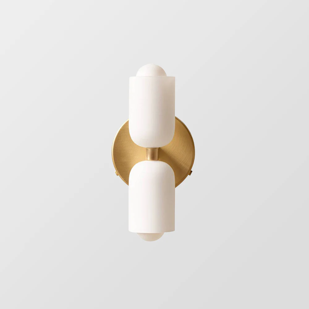 Modern Double Wall Light with Cylindrical Shades �C Sleek Metal Sconce for Indoor Use