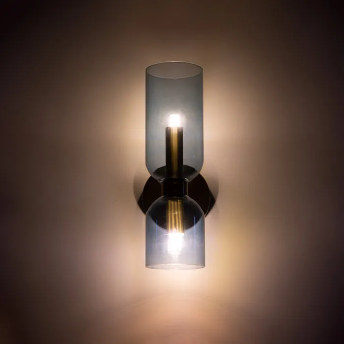 Modern Dual Glass Wall Sconce �C Minimalist LED Up and Down Light Fixture