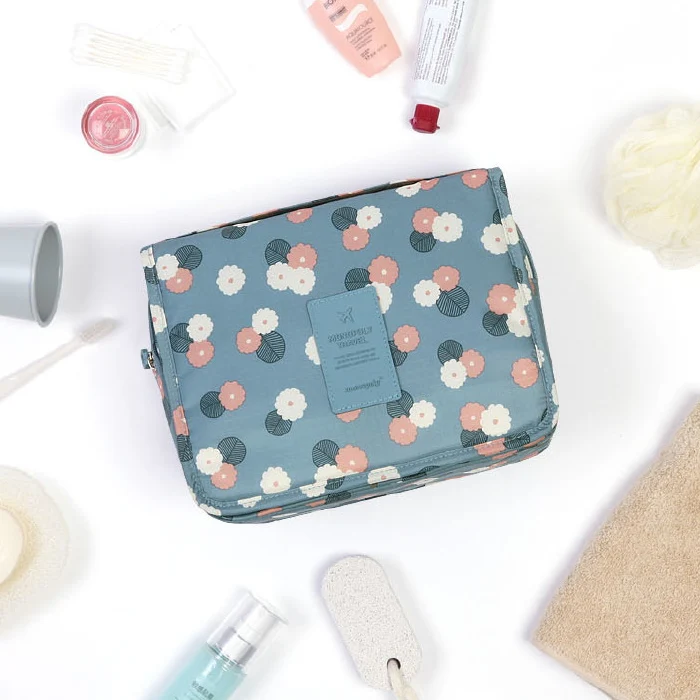 Waterproof Travel Toiletry Bag with Hanging Hook & Organizer Compartments