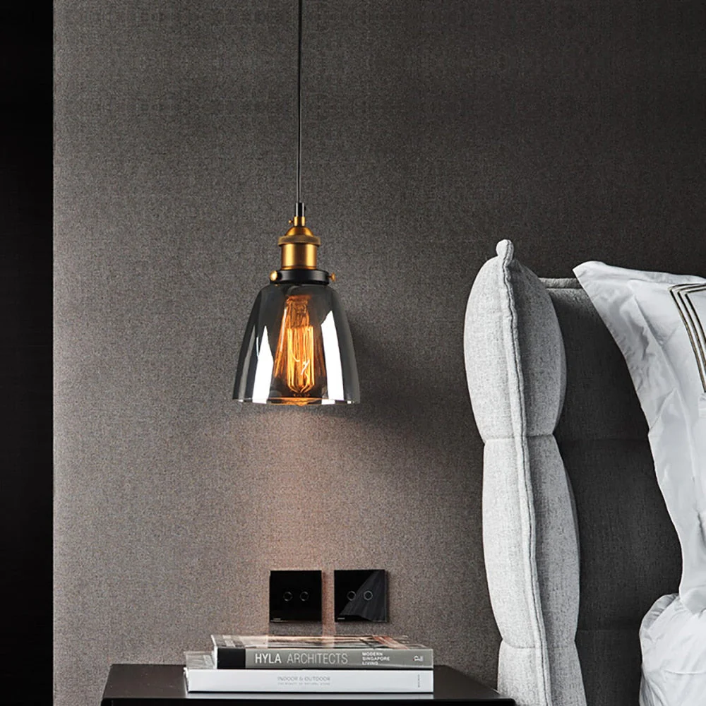 Nordic Glass Pendant Light �C Modern Industrial Bedside Ceiling Fixture Adjustable Cord