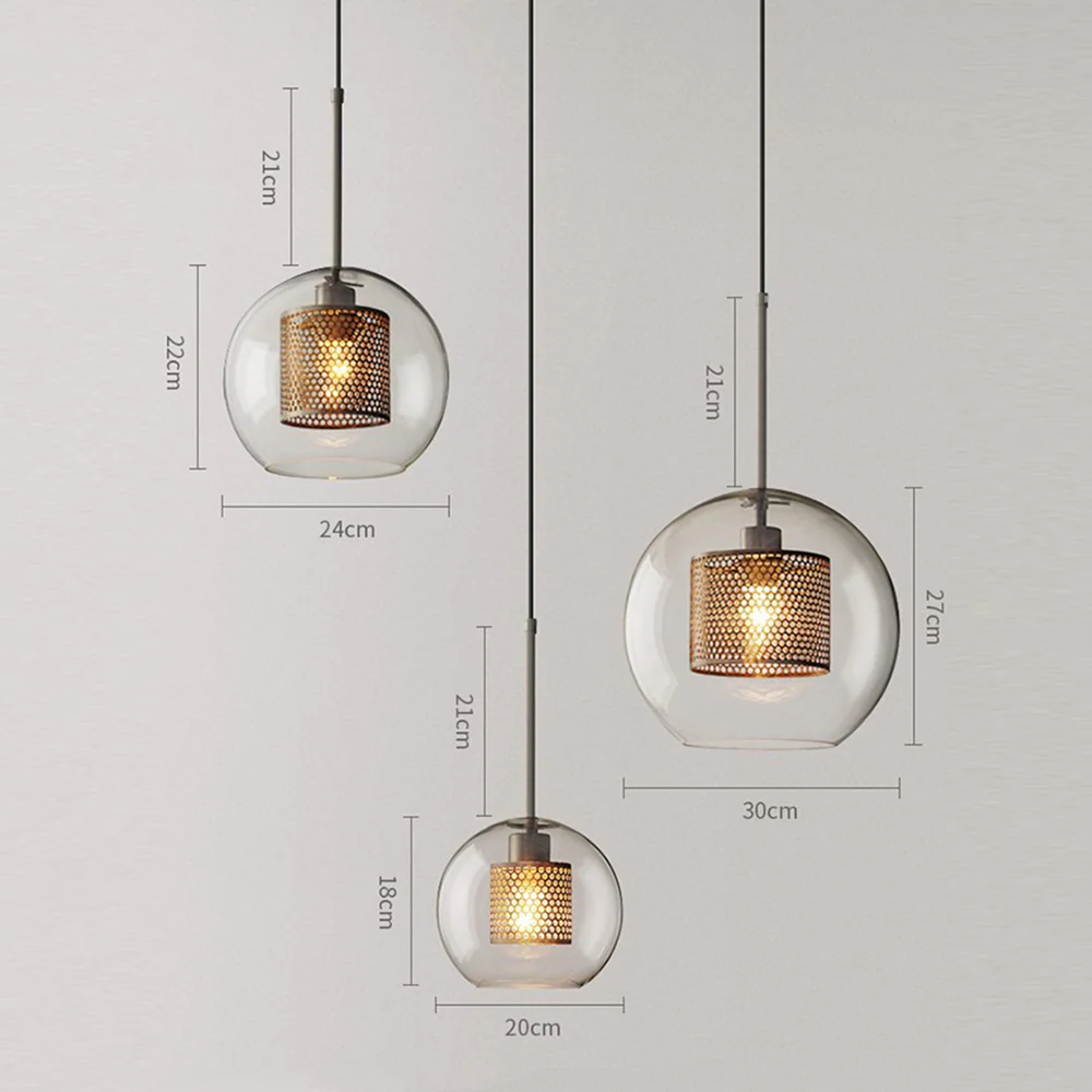 Modern Glass Pendant Light with Perforated Metal Inner Shade �C Contemporary Ceiling Fixture