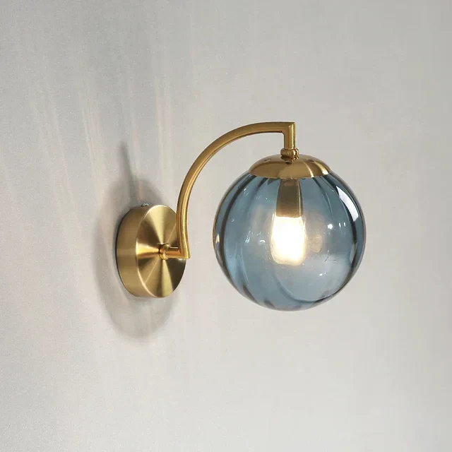 Modern Glass Wall Light �C Elegant Ribbed Shade Sconce with Brushed Metal Arm