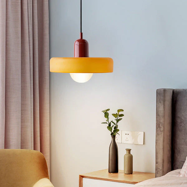 Modern Bauhaus Pendant Light with Glossy Glass Shade