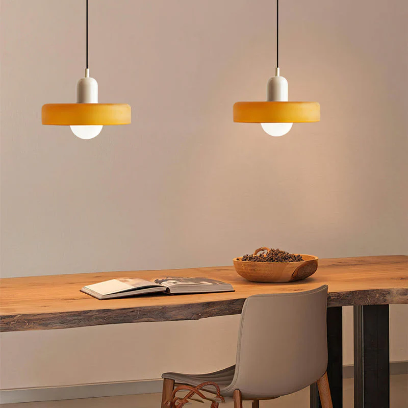 Modern Bauhaus Pendant Light with Glossy Glass Shade
