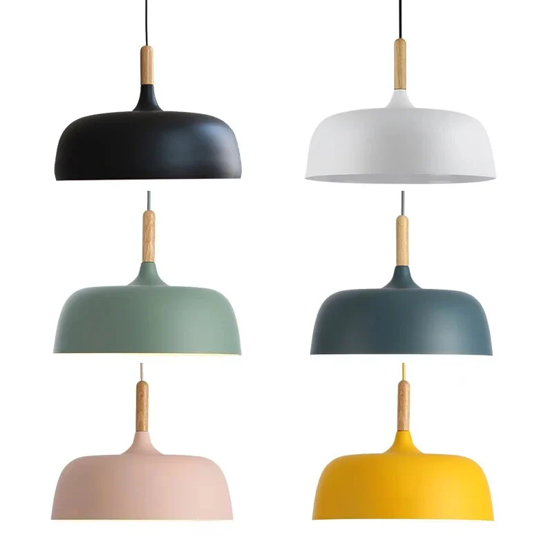 Modern Nordic Pendant Lamp with LED Lighting and Wooden Accent