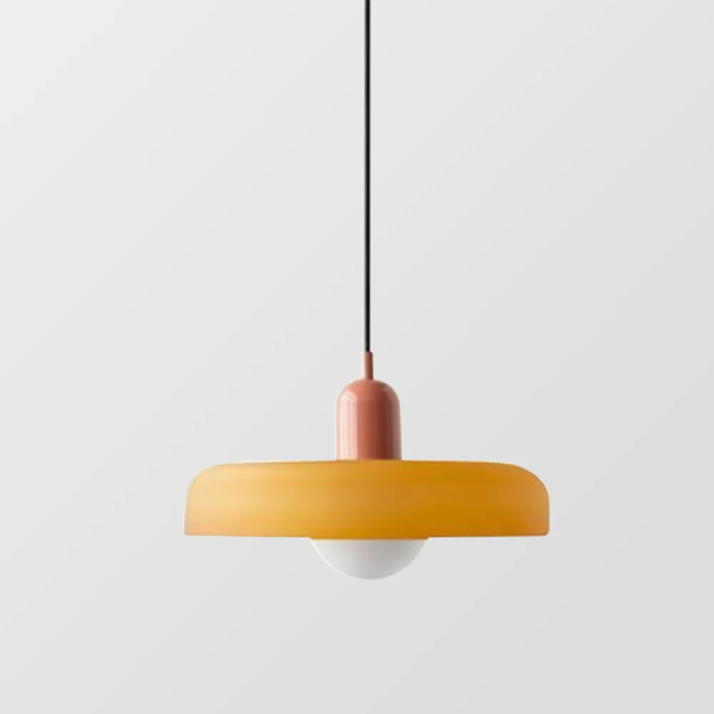 Modern Bauhaus Pendant Light with Glossy Glass Shade