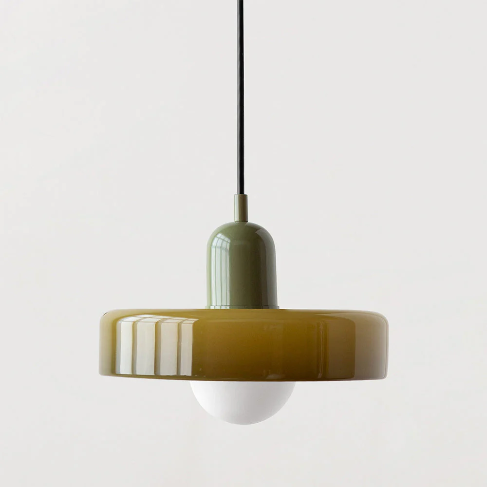 Modern Bauhaus Pendant Light with Glossy Glass Shade