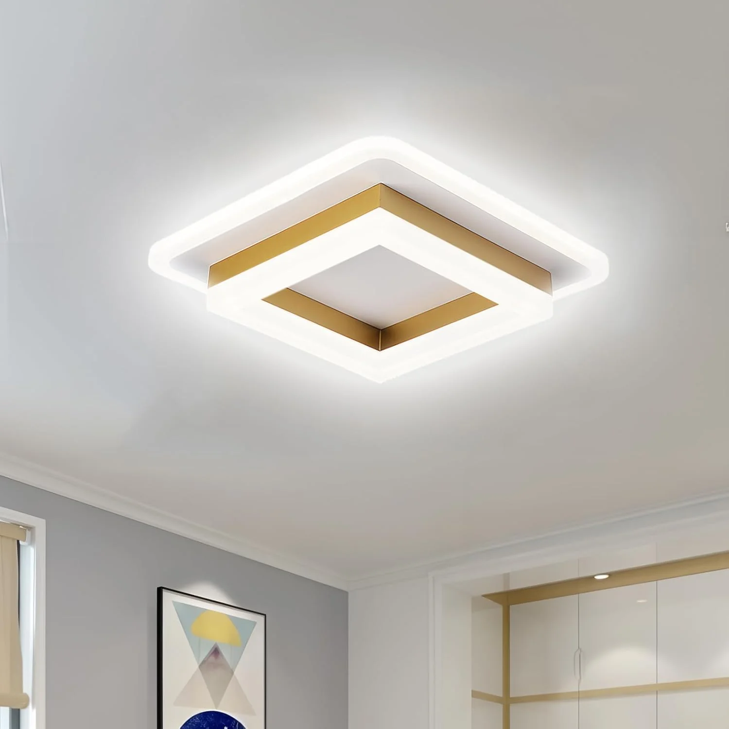 Modern Square LED Flush Mount Ceiling Light �C Minimalist Hallway & Bedroom Fixture