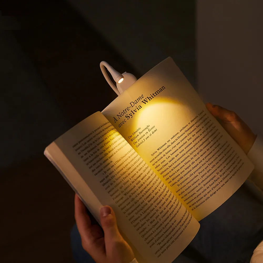 Portable Clip-On LED Reading Lamp with USB Charging and Adjustable Brightness