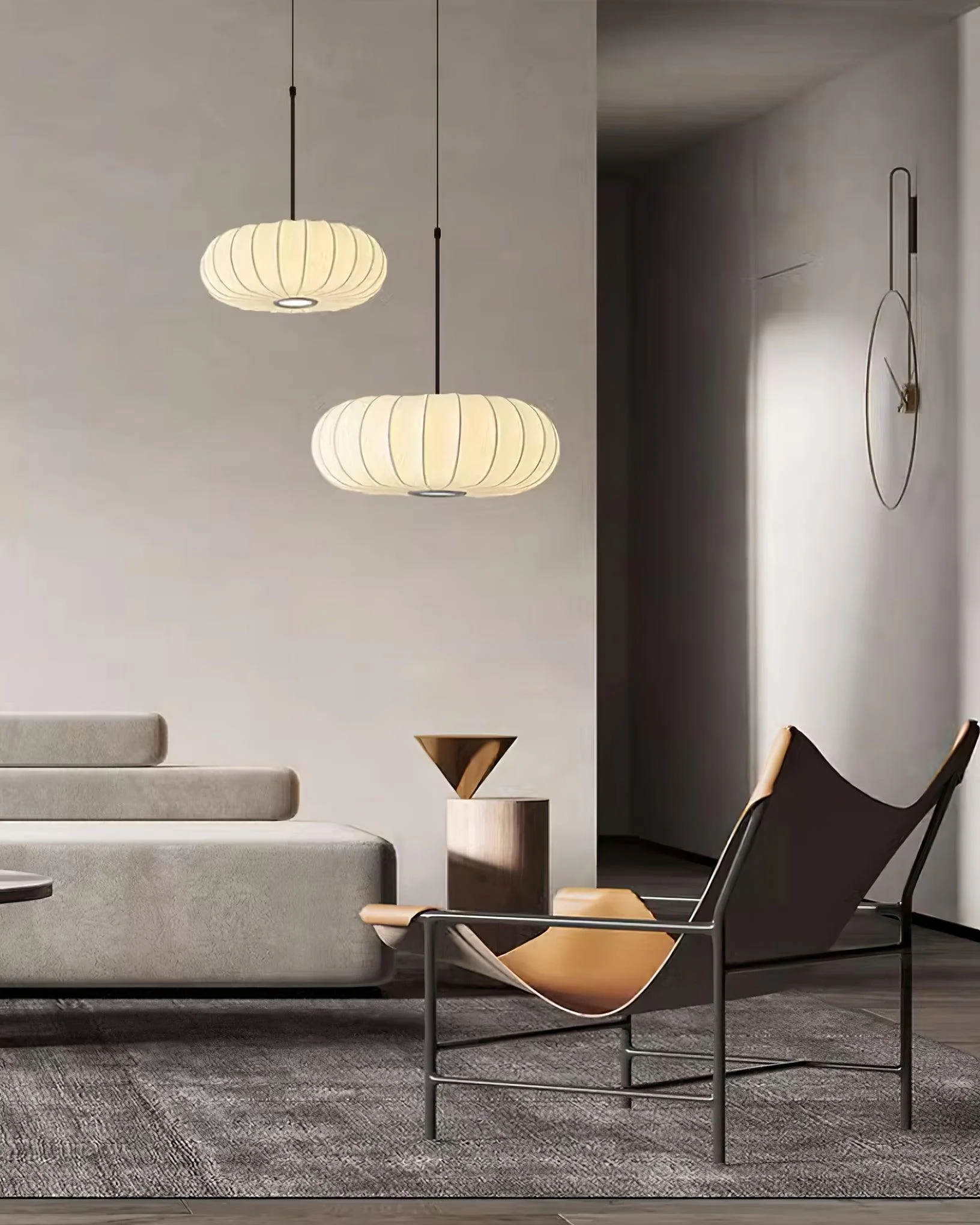 Minimalist Verona Pendant Light with Ribbed Design and Japanese Elegance