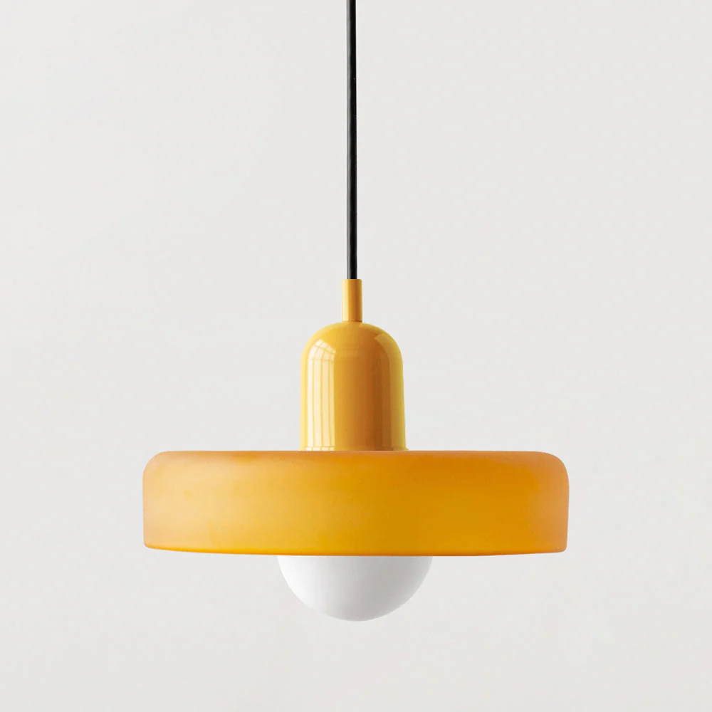 Modern Bauhaus Pendant Light with Glossy Glass Shade