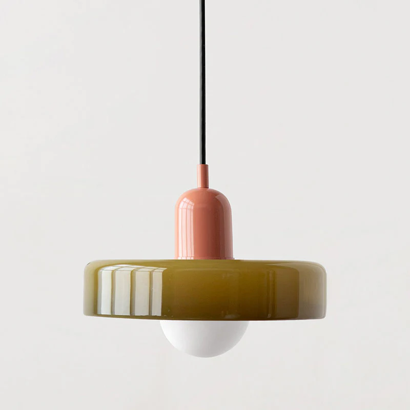 Modern Bauhaus Pendant Light with Glossy Glass Shade