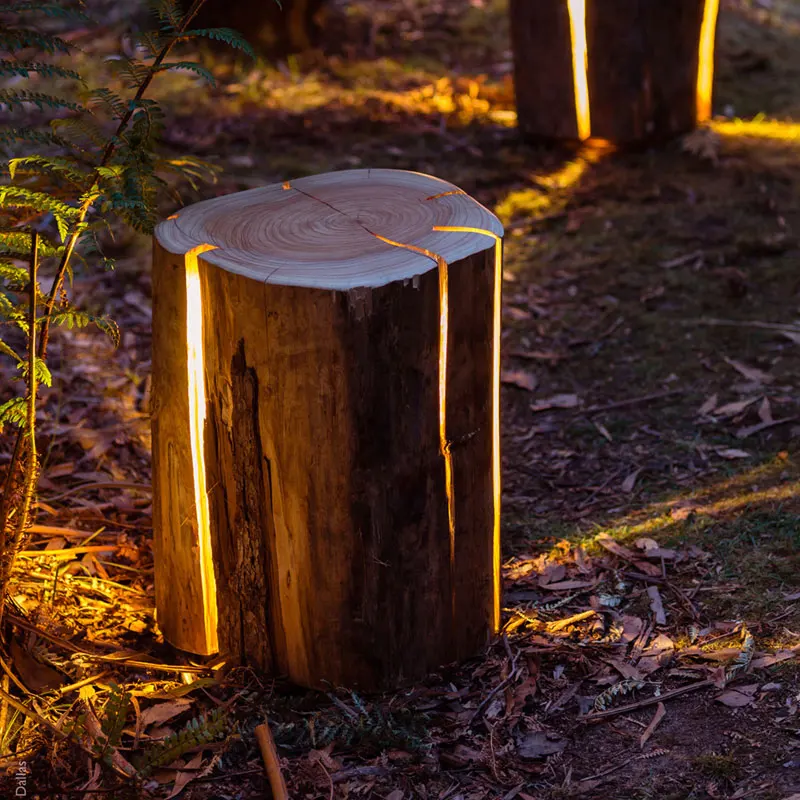 Rustic Tree Stump Outdoor Lamp with 50,000-Hour LED Lifespan
