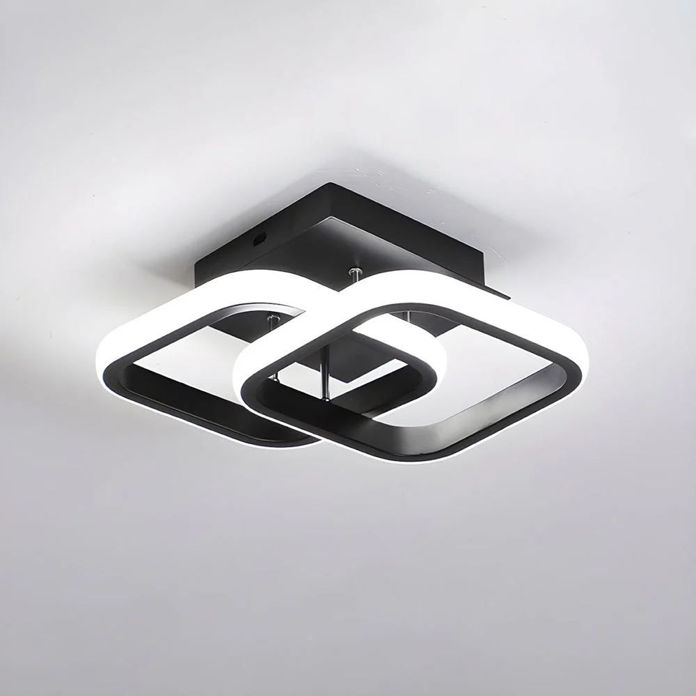 Modern LED Ceiling Light with Sculptural Loop Design �C Iron & Acrylic Flush Mount