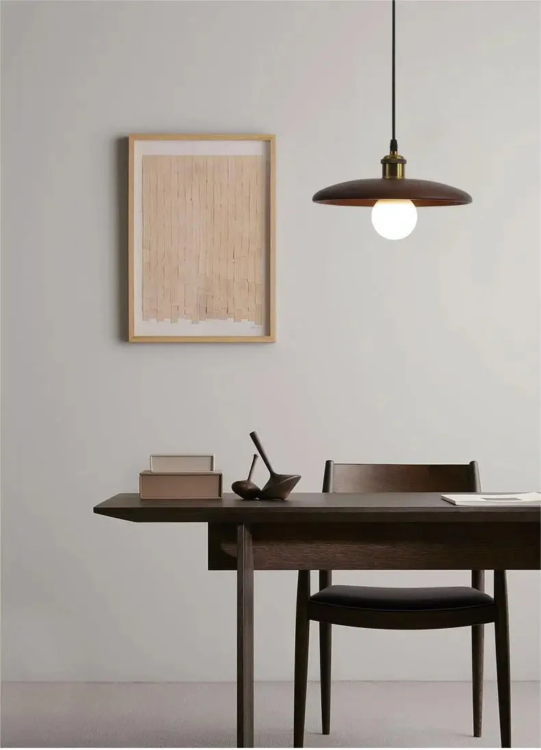 Minimalist Wood Grain Pendant Light with Sleek Dome Design