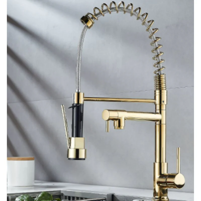 Modern Industrial Pull-Down Kitchen Faucet with Swivel Spout & Dual Outlet