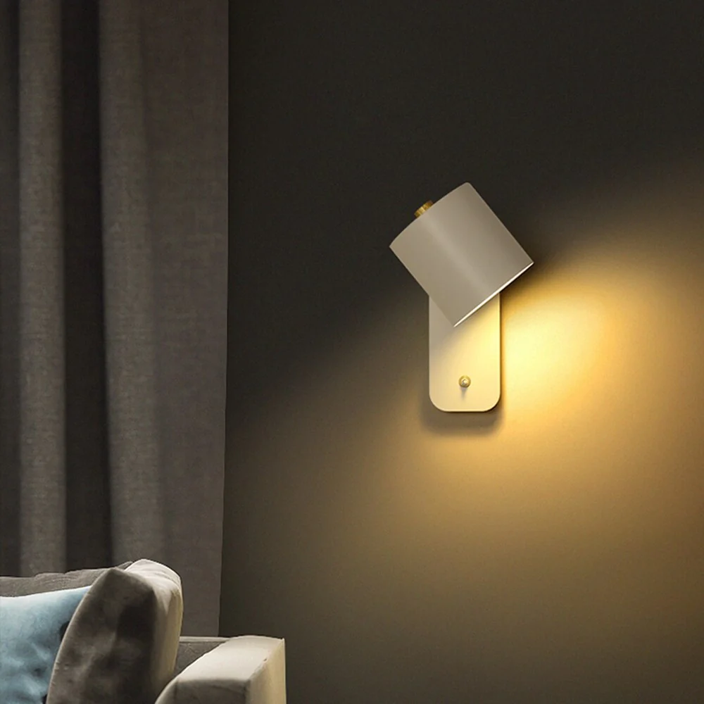 Modern Cylinder Wall Sconce with Switch - Minimalist LED Light Fixture