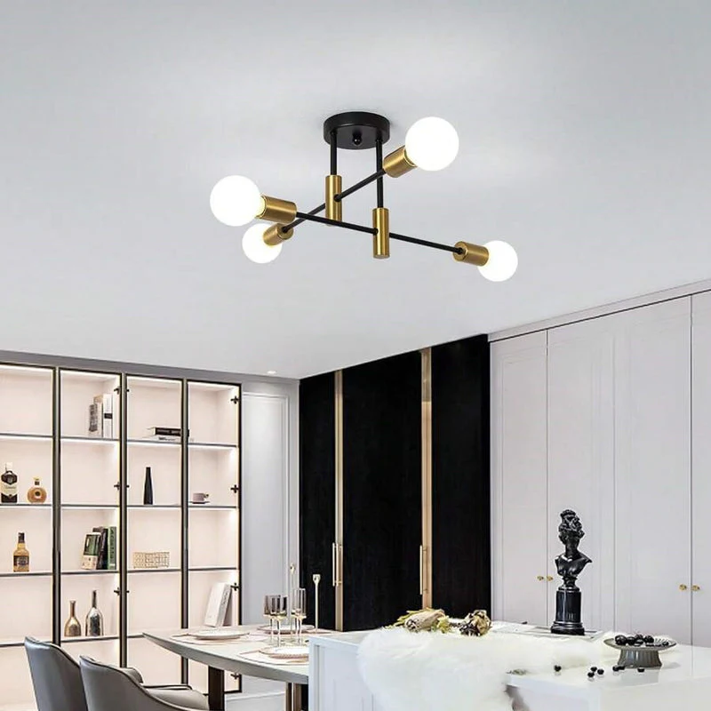 Modern Nordic Flush Ceiling Light �C Minimalist Metal Fixture with Geometric Design