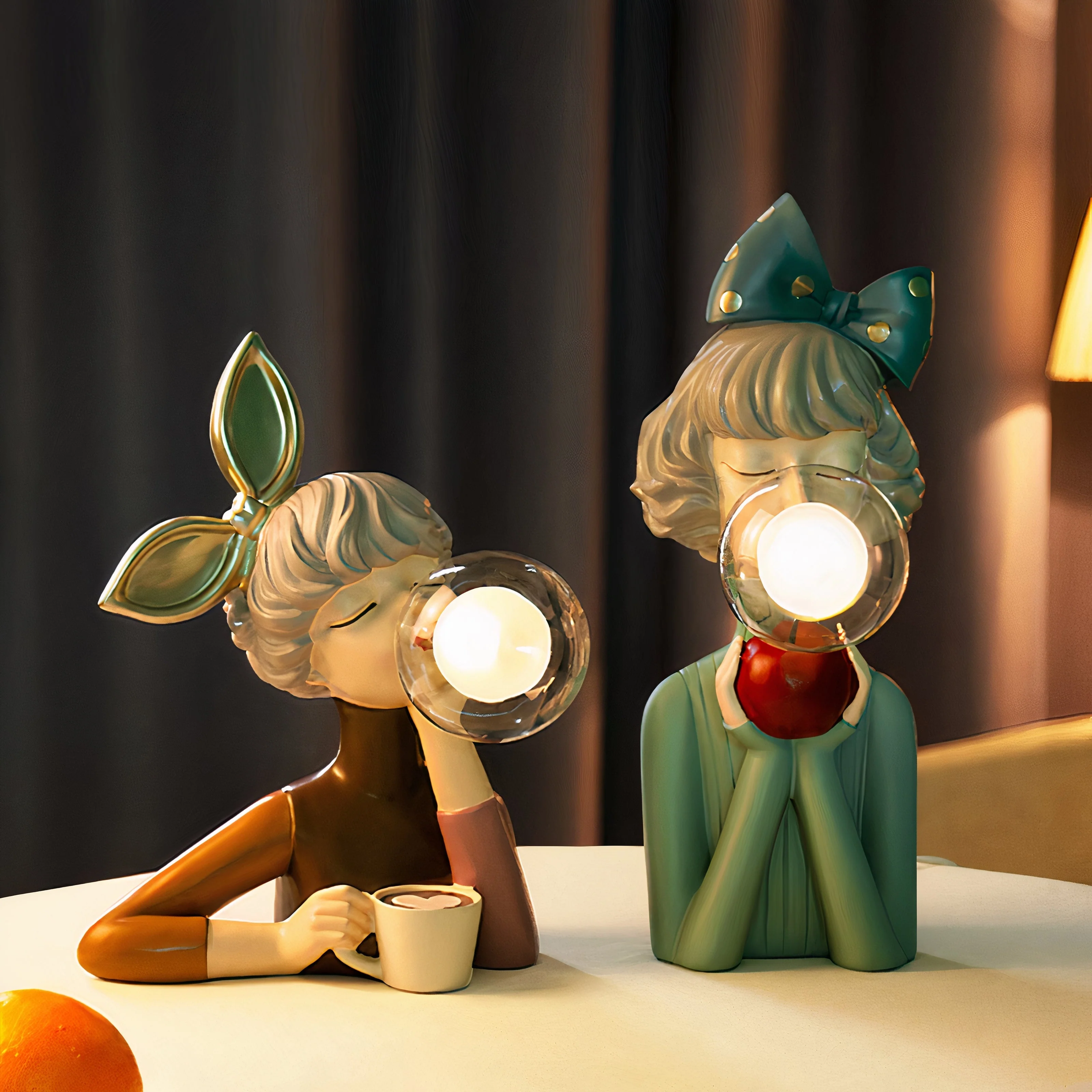Handcrafted Whimsical Figurine Table Lamp with USB and Playful Bubble Design