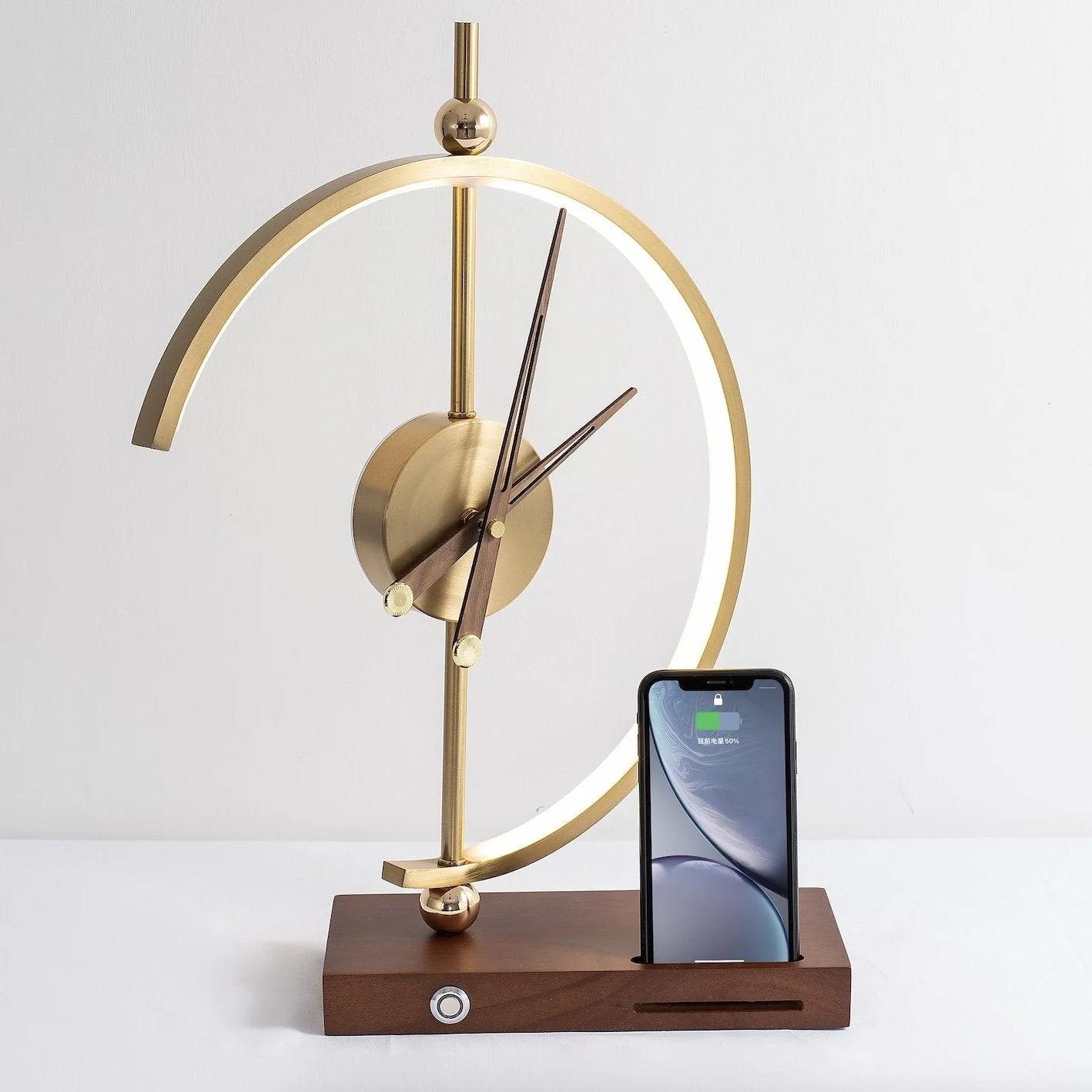 Modern Decorative Table Lamp with Clock & Wireless Charging Station