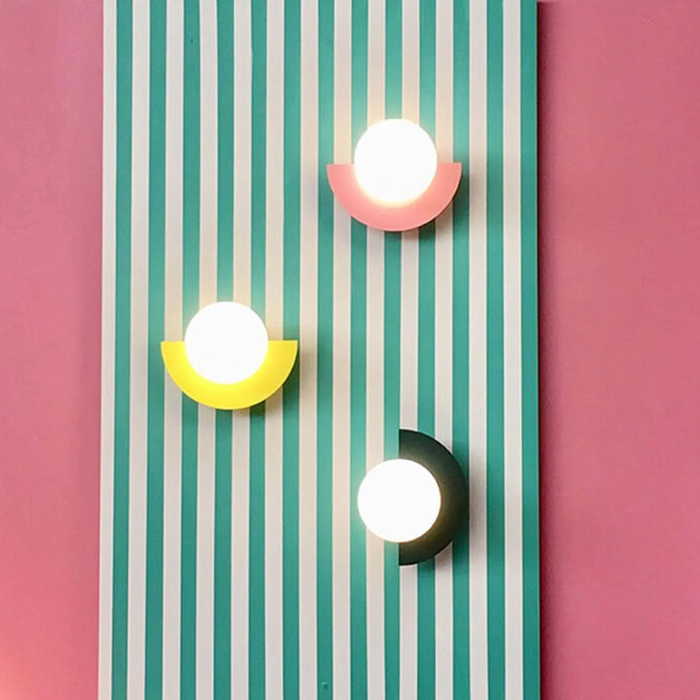 Glass Globe Wall Sconce, Modern Minimalist Light with Geometric Semicircle Base