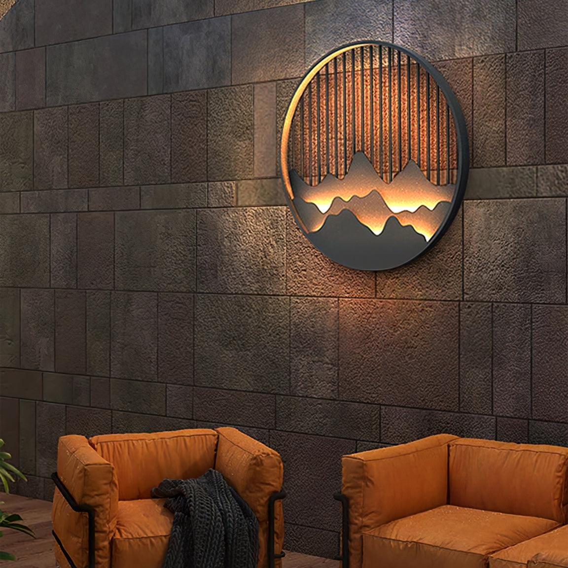 Modern Outdoor Wall Light �C Weatherproof LED Garden Lamp with 3D Mountain Design
