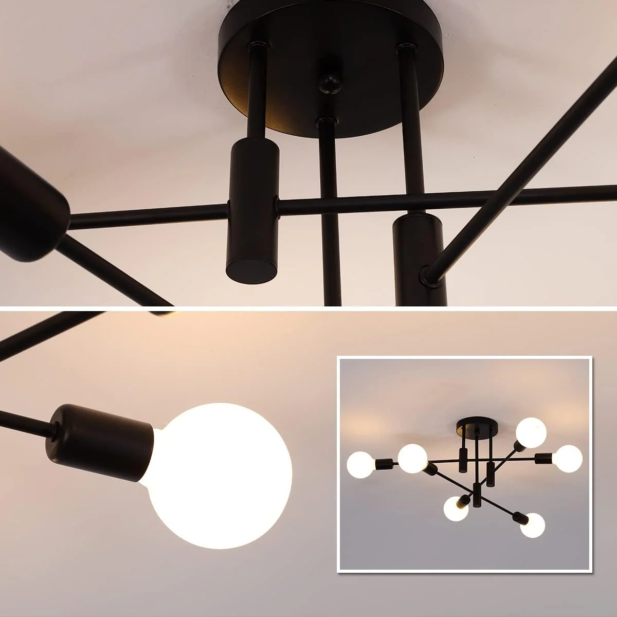 Modern Nordic Flush Ceiling Light �C Minimalist Metal Fixture with Geometric Design