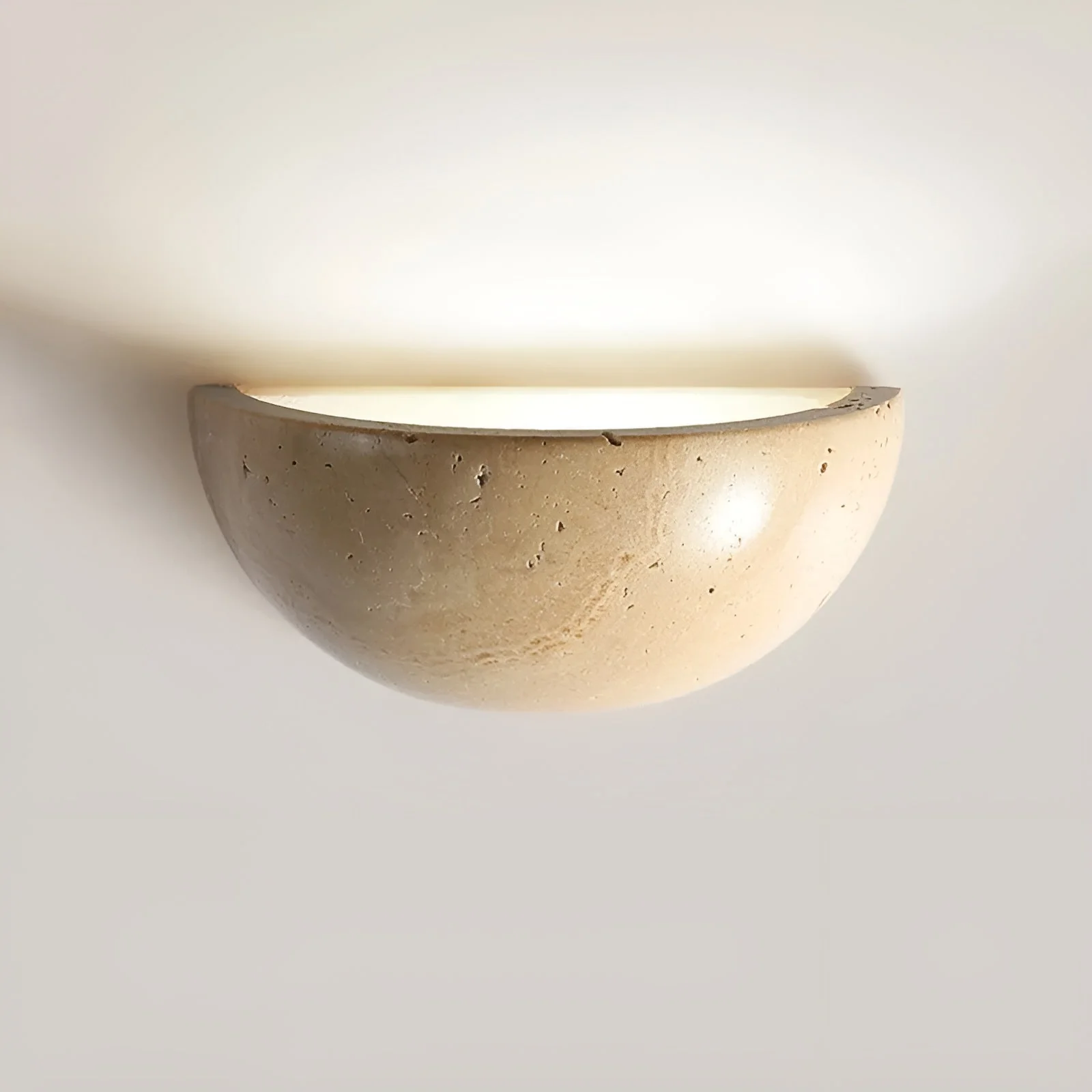 Semi-Circular LED Wall Sconce - Modern Wabi-Sabi Stone Design