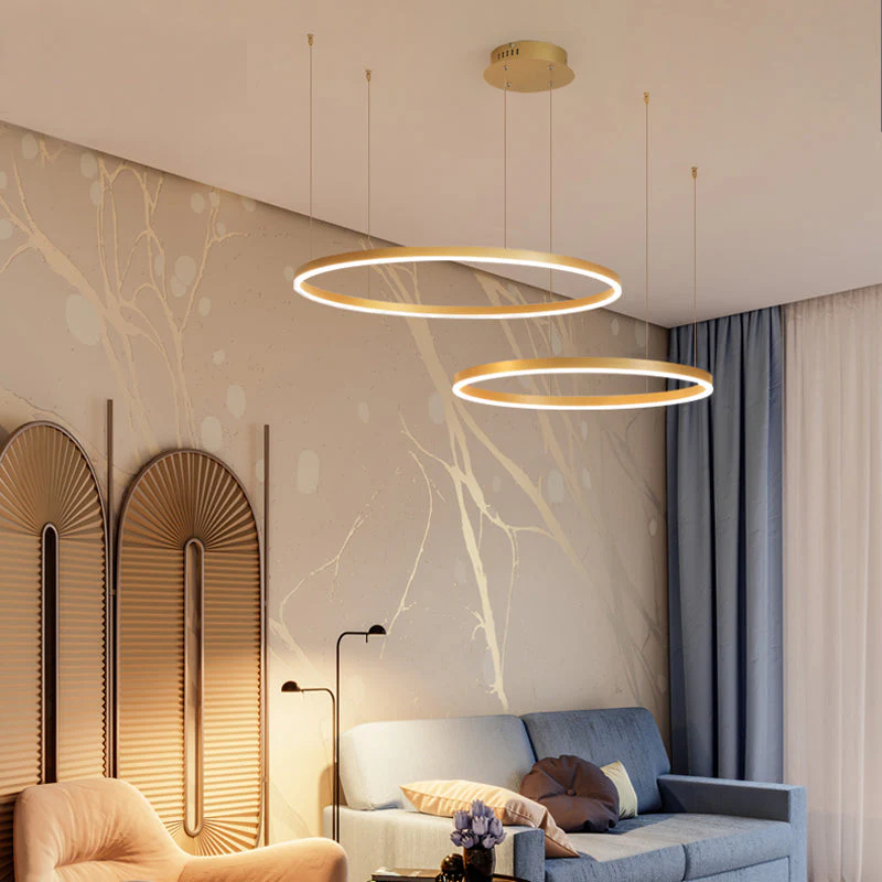 Modern Minimalist Dual-Ring Pendant Light with Dimmable Elegance