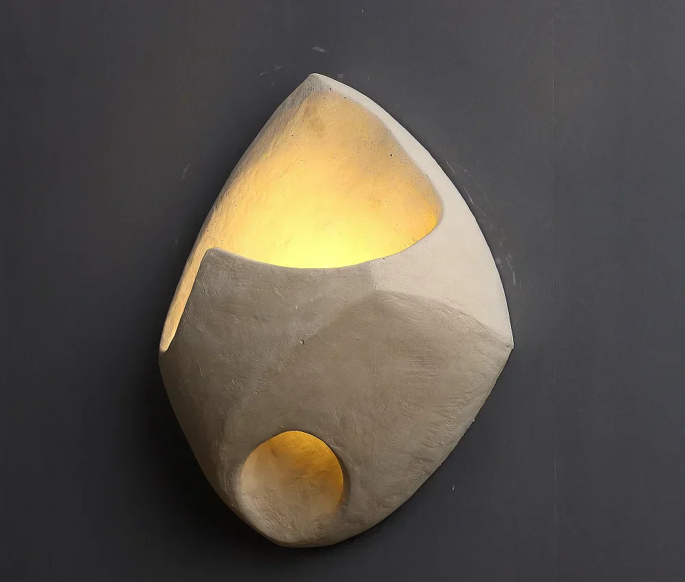 Wabi-Sabi Cement Wall Light �C Modern Sculptural LED Sconce with Organic Design