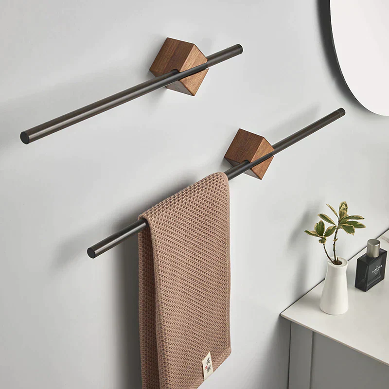 Minimalist Wall-Mounted Towel Rack - Sleek Single-Bar Holder with Geometric Design