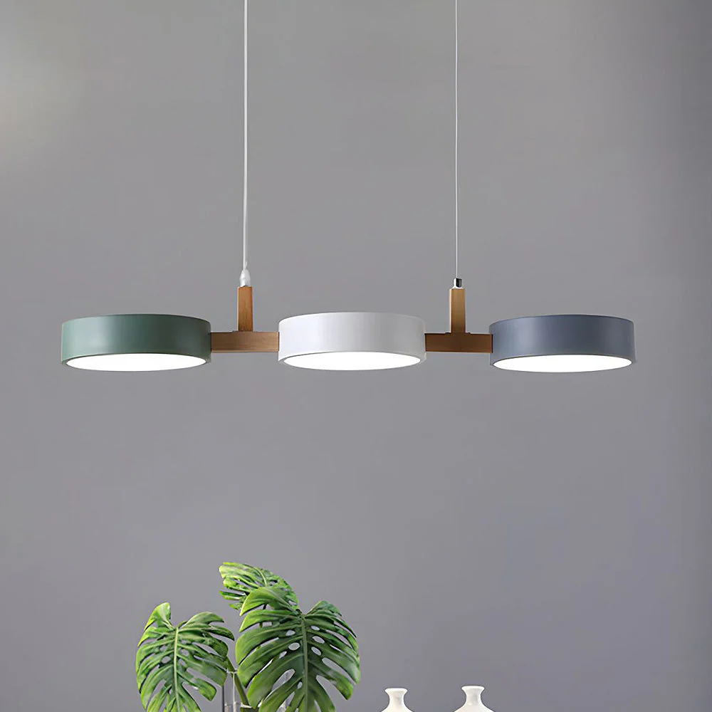 Modern Nordic Triple Cylinder Pendant Light with Wood Accent �C LED, 77cm Ceiling Fixture