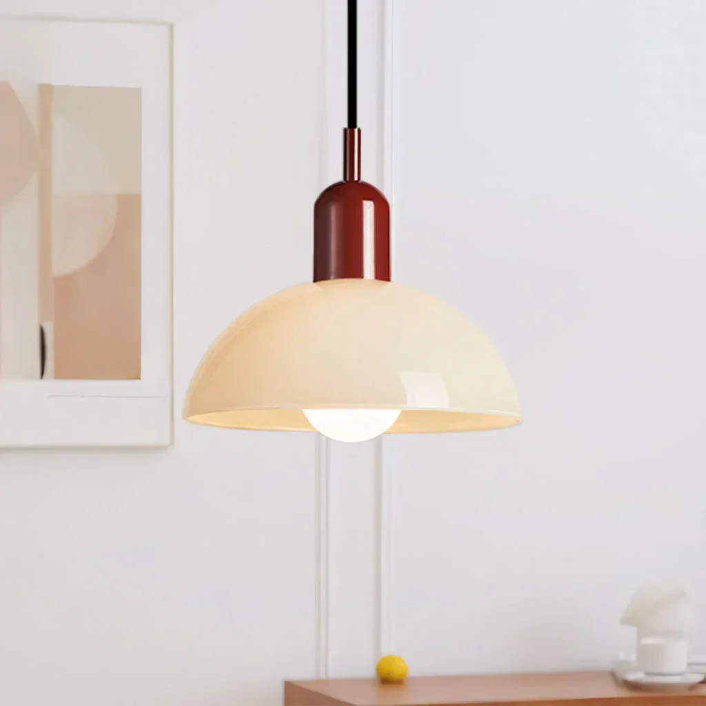 Modern Glass Bowl Pendant Light - Sleek Dome Design with LED Illumination